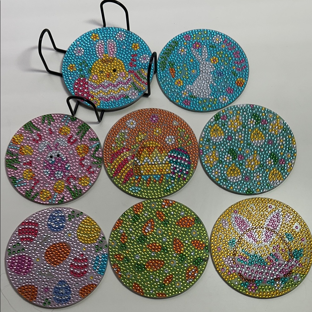 Colorful Easter-Themed Coasters Set